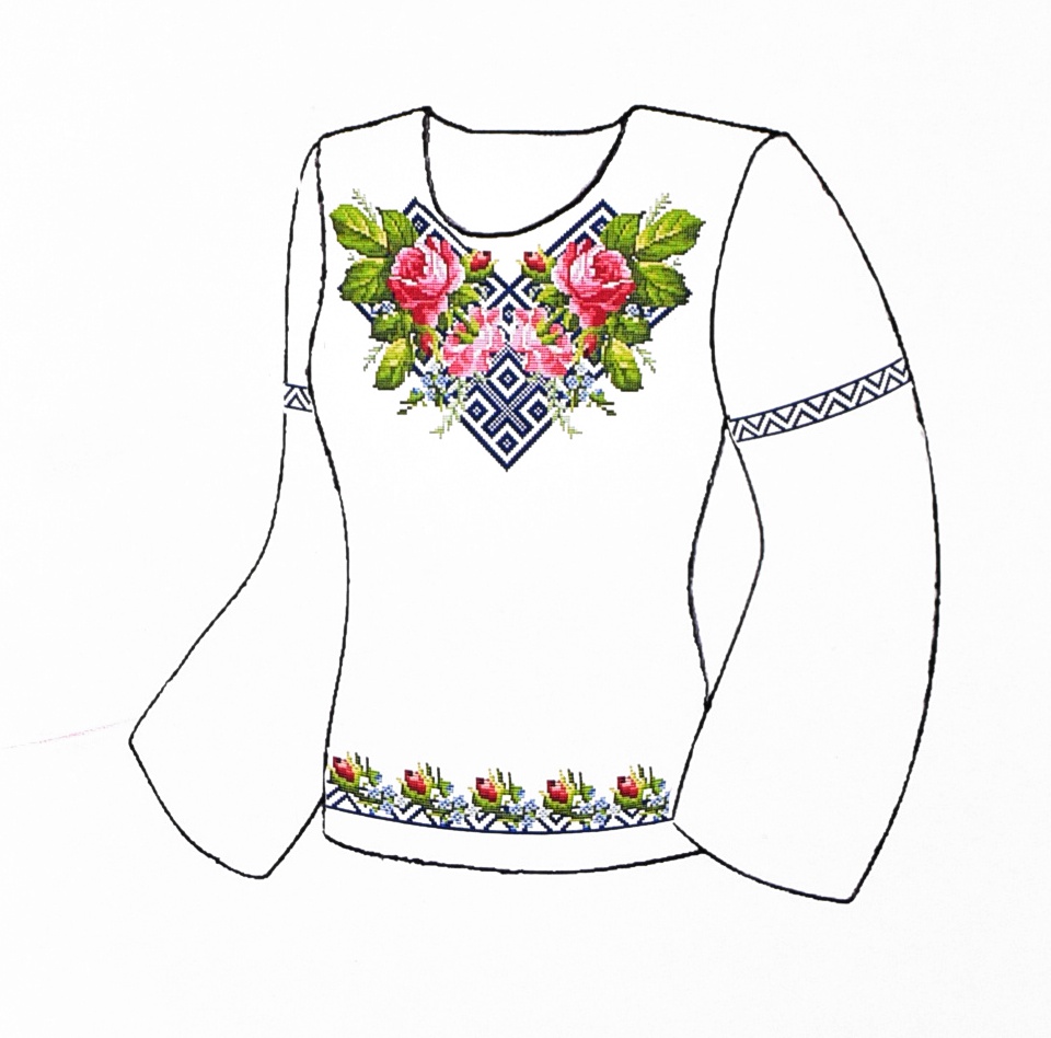 Флизелин водорастворимый с рисунком ОР2018 для блузы Розы и орнамент, Несу красу