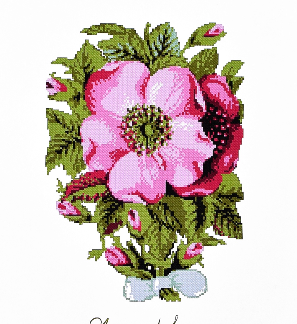Флизелин водорастворимый с рисунком ТК4021 Шиповая роза, Несу красу
