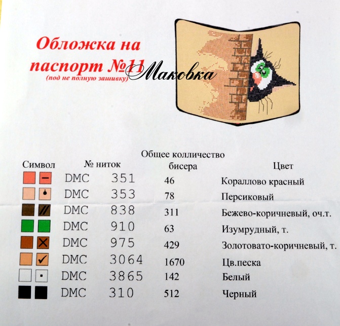 Обложка на паспорт под вышивку №11 Кот за углом