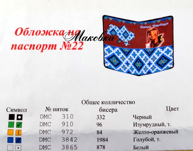 Обложка на паспорт под вышивку №22 Козак, орнамент