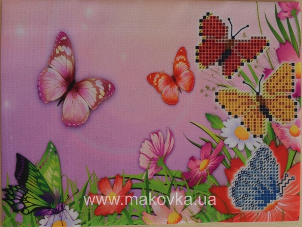 Обложка на паспорт под вышивку №34 Бабочки и цветы ТМ Красуня
