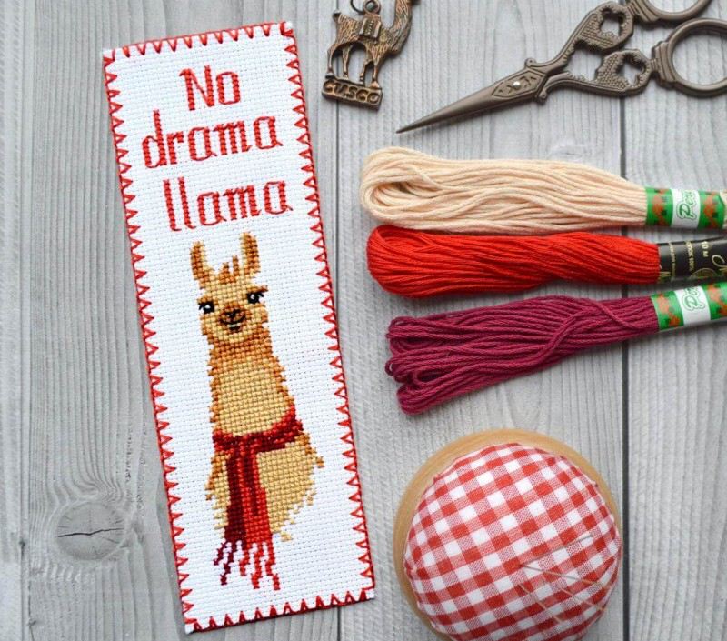 Закладка No drama llama SK2-47 Повитруля, набор для вышивания нитками