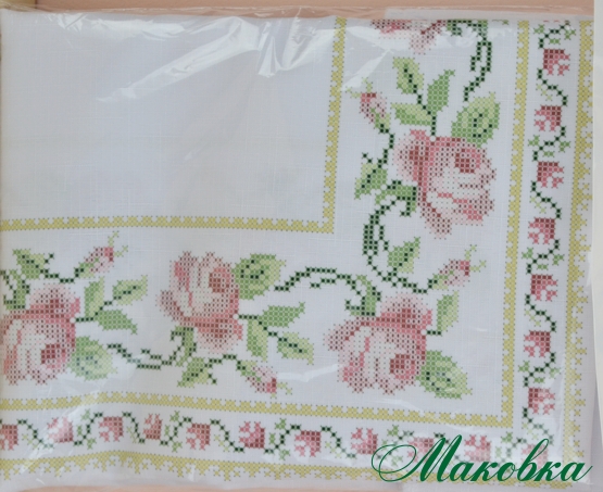 Скатерть под вышивку ТР-038, Розовые розы, 80х80 (56х56) см, ТМ Барвиста Вишиванка