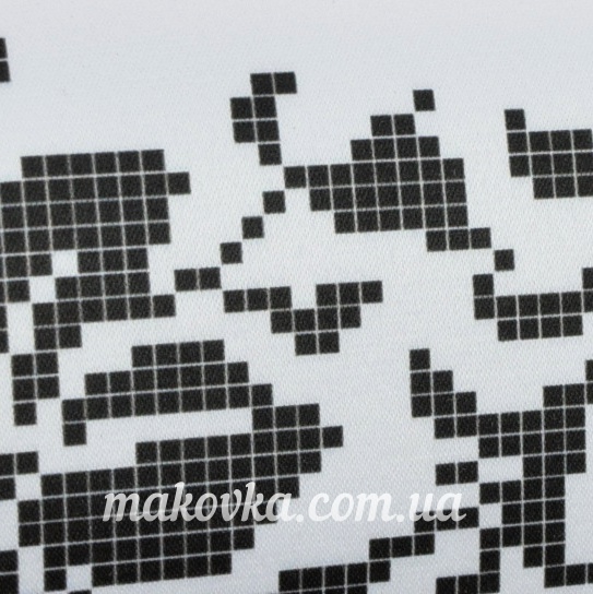 Клатч Орнамент Лилии черный на белом КЛ072кБ атлас-котон , под вышивку, Барвиста Вишиванка