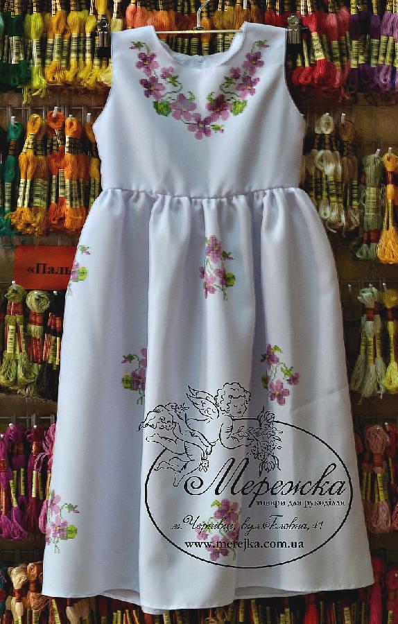 Платье детское с узором под вышивку Принцесса -06 , размер 32-34, ТМ Мережка