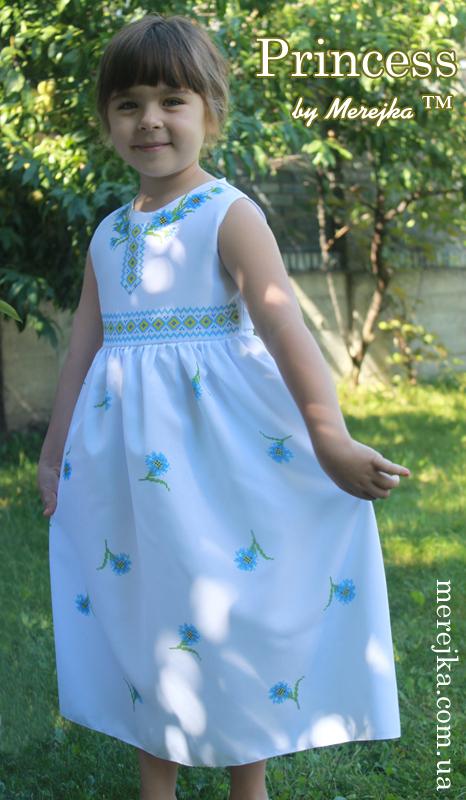 Платье детское с узором под вышивку Принцесса -08 , размер 32-34, ТМ Мережка