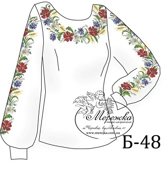 Заготовка для вышивки сорочки Б48 (Полевые цветы), ТМ Мережка