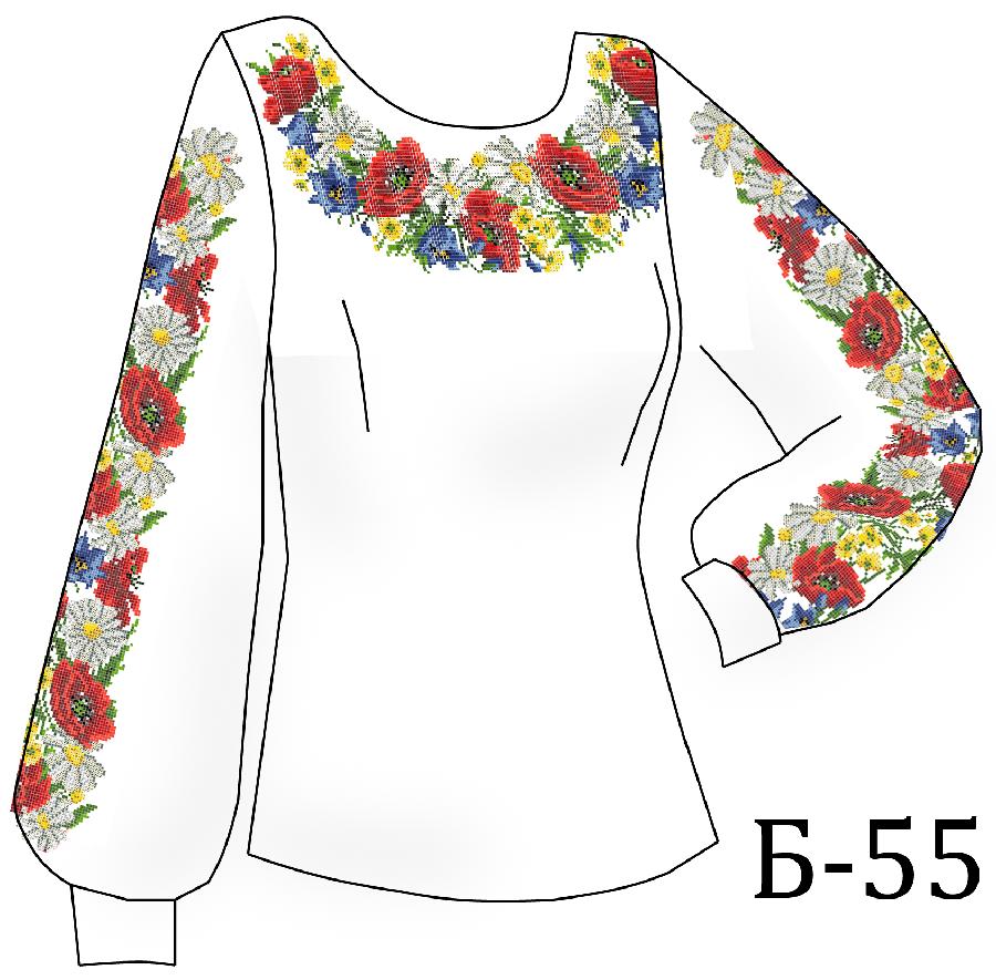Заготовка для вышивки сорочки Б55 (Полевые цветы), ТМ Мережка