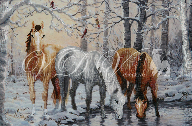Вышивка бисером Лошади зимой, ТН-0192 ВДВ