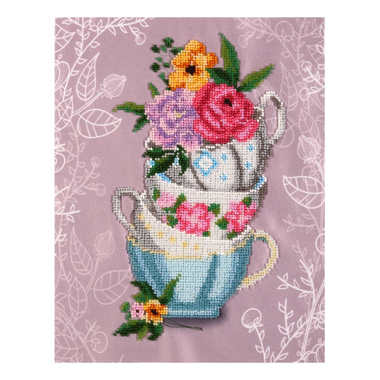 Набор для вышивания с чешским бисером Цветочное чаепитие, ТН-0877 ВДВ