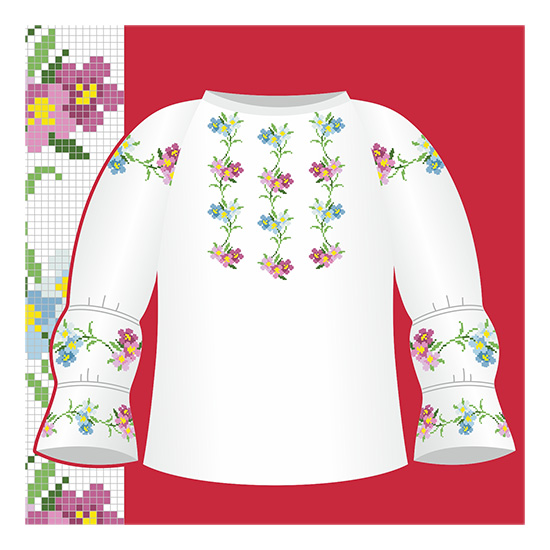Схема бумажная Сорочка для девочек СД1-007, размер 32-34, ВДВ