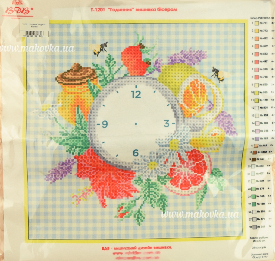 Схема (рисунок) на ткани Помидор Часы для кухни Т-1201 ВДВ