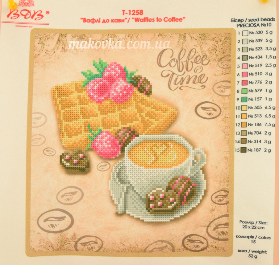 Схема (рисунок) на ткани Вафли к кофе Т-1258 ВДВ под бісер