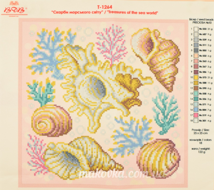 Схема (рисунок) на ткани Сокровища морского мира Т-1264 ВДВ , под бісер