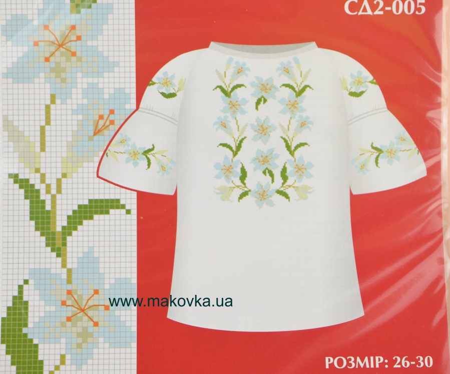 Схема бумажная Сорочка для девочек СД2-005 Лилии, размер 26-30, ВДВ