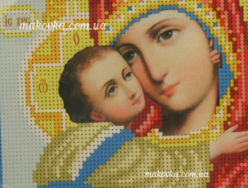 Схема (рисунок) на ткани Т-0384 Богородица Владимирская,  ВДВ
