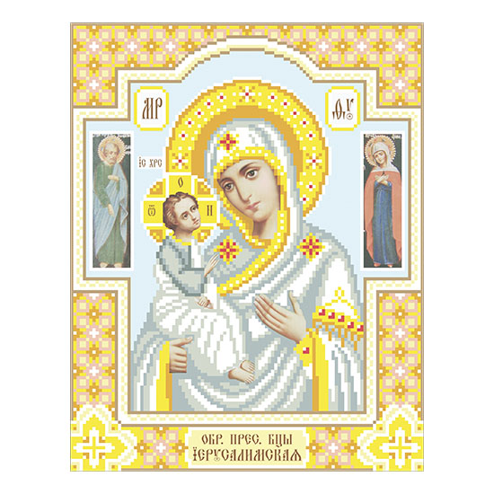 Схема (рисунок) на ткани Т-0389 Богородица Иерусалимская,  ВДВ