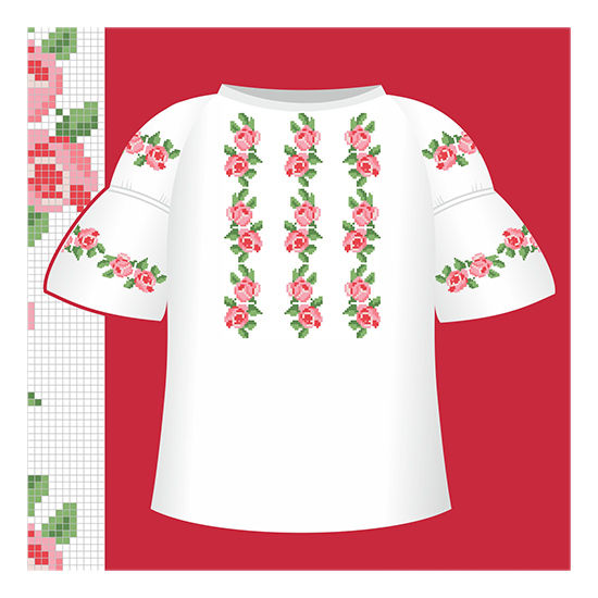 Схема бумажная Сорочка для девочек СД2-003, маленькие розы, размер 26-30, ВДВ