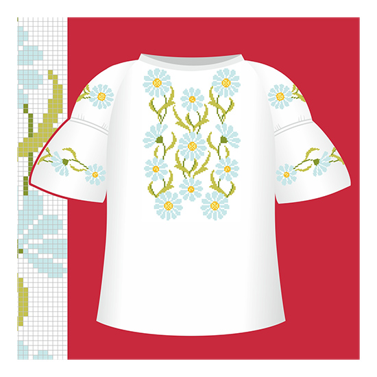 Схема бумажная Сорочка для девочек СД2-004,ромашки, размер 26-30, ВДВ