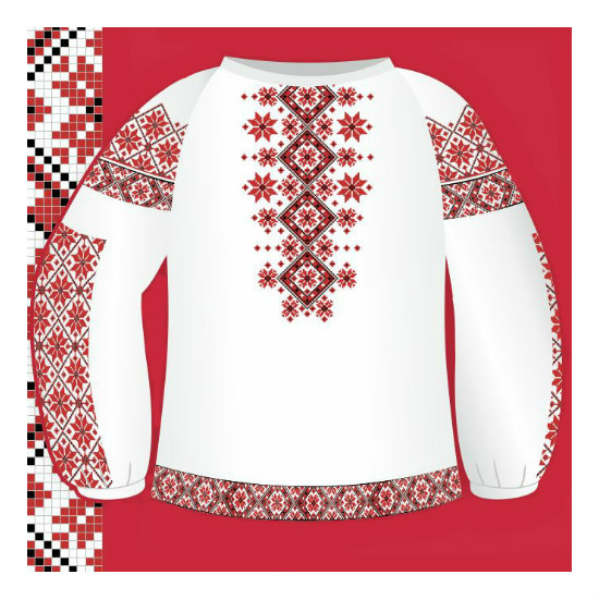 Схема бумажная Сорочка женская СЖ1-001 красный орнамент, размер 42-56, ВДВ