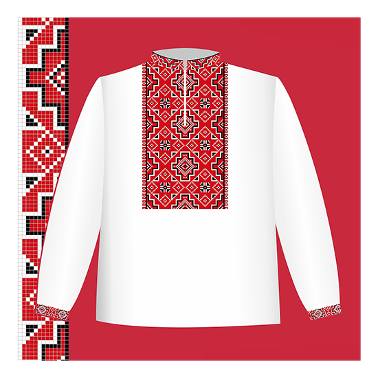 Схема бумажная Сорочка для мальчиков СХ1-001 черно-красный орнамент, размер 26-30, ВДВ