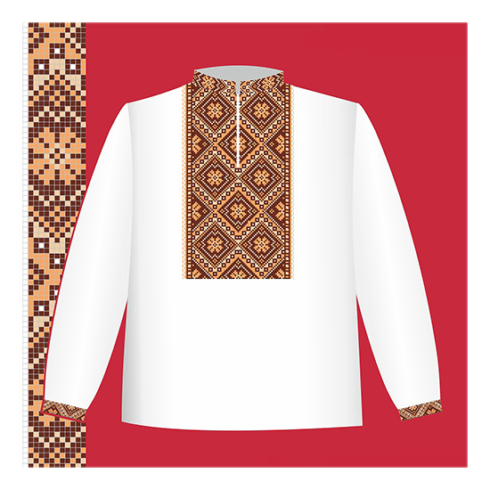 Схема бумажная Сорочка для мальчиков СХ1-002 черно-красный орнамент, размер 26-30, ВДВ