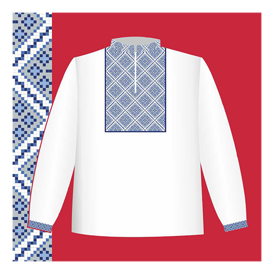 Схема бумажная Сорочка для мальчиков СХ1-030 , голубой орнамент размер 32-34, ВДВ
